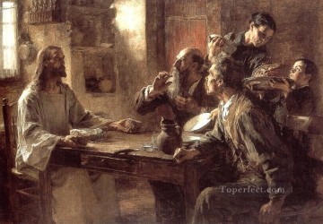 Leon Augustin Lhermitte Painting - Supper at Emmaus 1892 rural scenes peasant Leon Augustin Lhermitte